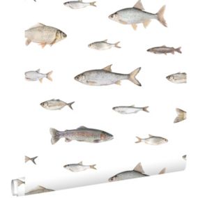 ESTAhome papier peint des poissons gris - 50 x 900 cm - 139364