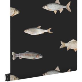 ESTAhome papier peint des poissons noir et gris - 50 x 900 cm - 139363