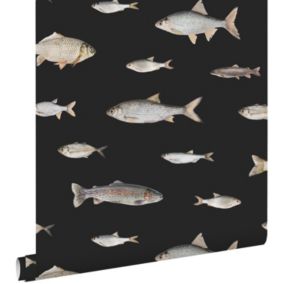 ESTAhome papier peint des poissons noir et gris - 50 x 900 cm - 139365