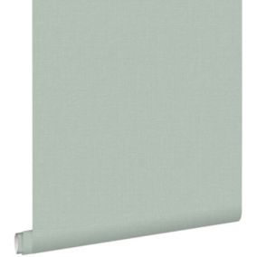 ESTAhome papier peint effet lin vert céladon - 0,53 x 10,05 m - 148740