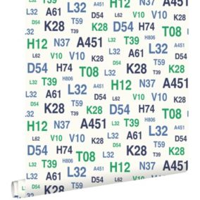 ESTAhome papier peint emblèmes bleu marine et vert - 53 cm x 10,05 m - 136439