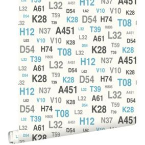 ESTAhome papier peint emblèmes turquoise et gris - 53 cm x 10,05 m - 136440