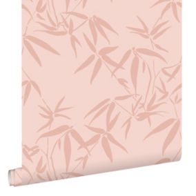 ESTAhome papier peint feuilles de bambou rose terracotta - 0.53 x 10.05 m - 139734