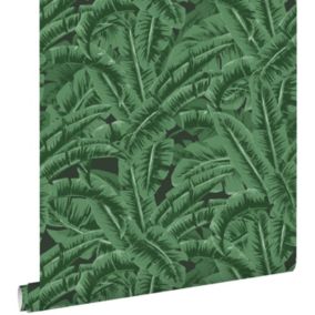 ESTAhome papier peint feuilles de bananier vert foncé et noir - 0,53 x 10,05 m - 138985