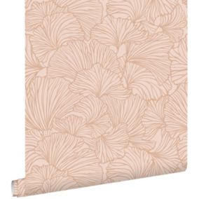 ESTAhome papier peint feuilles de ginkgo rose terracotta - 0.53 x 10.05 m - 139489