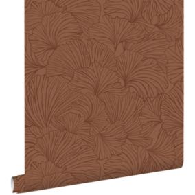 ESTAhome papier peint feuilles de ginkgo terracotta - 0.53 x 10.05 m - 139617