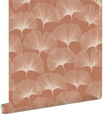 ESTAhome papier peint feuilles de ginkgo terracotta 53 cm x 10.05 m