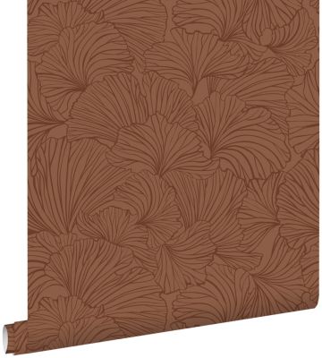 ESTAhome papier peint feuilles de ginkgo terracotta 53 cm x 10.05 m