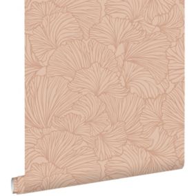 ESTAhome papier peint feuilles de ginkgo terracotta claire - 0.53 x 10.05 m - 139490