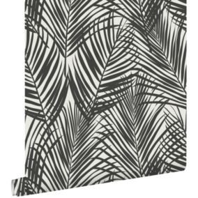 ESTAhome papier peint feuilles de palmier noir et blanc - 0,53 x 10,05 m - 139008