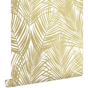 ESTAhome papier peint feuilles de palmier or et blanc - 0,53 x 10,05 m - 139301