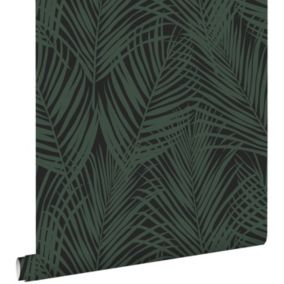 ESTAhome papier peint feuilles de palmier vert foncé et noir - 0,53 x 10,05 m - 139157