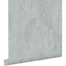 ESTAhome papier peint feuilles dessinées bleu gris - 0,53 x 10,05 m - 139354