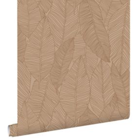 ESTAhome papier peint feuilles dessinées rose terracotta - 0,53 x 10,05 m - 139353