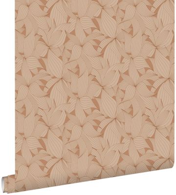 ESTAhome papier peint feuilles dessinées terracotta 50 x 900 cm