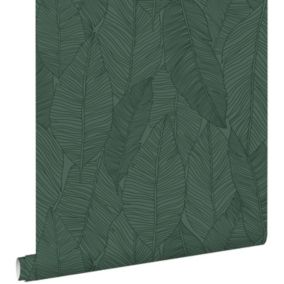 ESTAhome papier peint feuilles dessinées vert foncé - 0,53 x 10,05 m - 139449