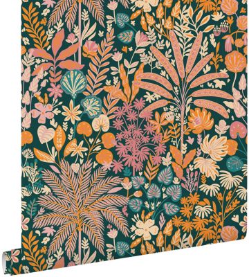 ESTAhome papier peint feuilles et fleurs tropicales multicolore - 0.53 x 10.05 m - 130946