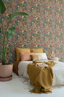 ESTAhome papier peint feuilles et fleurs tropicales multicolore - 0.53 x 10.05 m - 130946