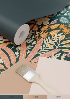 ESTAhome papier peint feuilles et fleurs tropicales multicolore - 0.53 x 10.05 m - 130946