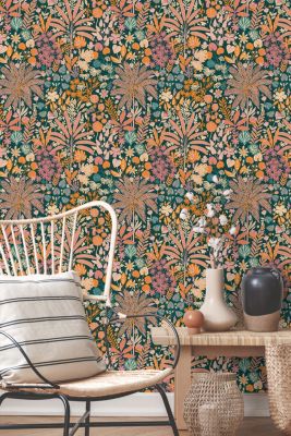ESTAhome papier peint feuilles et fleurs tropicales multicolore - 0.53 x 10.05 m - 130946