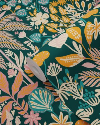 ESTAhome papier peint feuilles et fleurs tropicales multicolore - 0.53 x 10.05 m - 130946