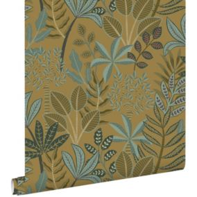 ESTAhome papier peint feuilles jaune moutarde - 50 x 900 cm - 139817