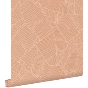 ESTAhome papier peint feuilles rose terracotta - 50 x 900 cm - 130933