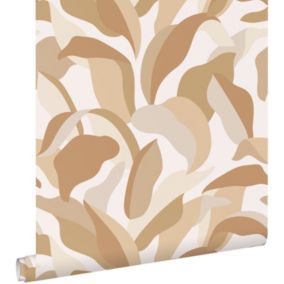 ESTAhome papier peint feuilles tropicales beige et terracotta - 50 x 900 cm - 139944