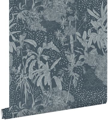 ESTAhome papier peint feuilles tropicales bleu gris 50 x 900 cm | Castorama