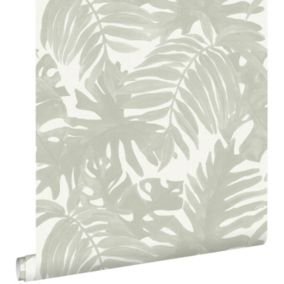 ESTAhome papier peint feuilles tropicales gris clair - 0,53 x 10,05 m - 138989