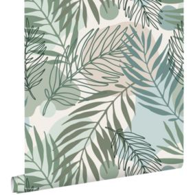 ESTAhome papier peint feuilles vert et bleu - 50 x 900 cm - 139820