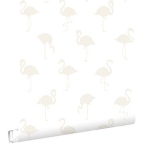 ESTAhome papier peint flamants argent et blanc - 53 cm x 10,05 m - 138917