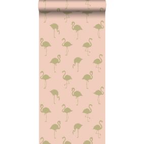 ESTAhome papier peint flamants or et rose pêche - 0,53 x 10,05 m - 138994