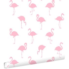 ESTAhome papier peint flamants rose et blanc - 0,53 x 10,05 m - 138992