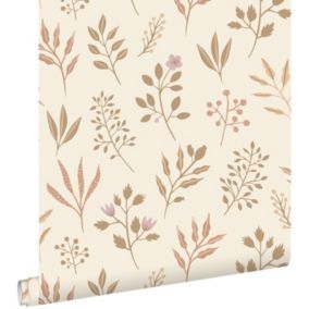 ESTAhome papier peint fleurs au style scandinave beige - 0.53 x 10.05 m - 139738