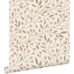 ESTAhome papier peint fleurs blanc et rose - 0.53 x 10.05 m - 139589