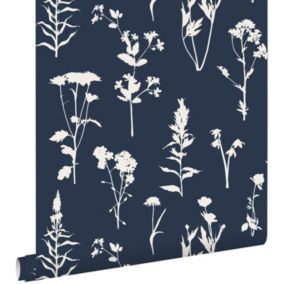 ESTAhome papier peint fleurs des champs bleu foncé - 50 x 900 cm - 139397