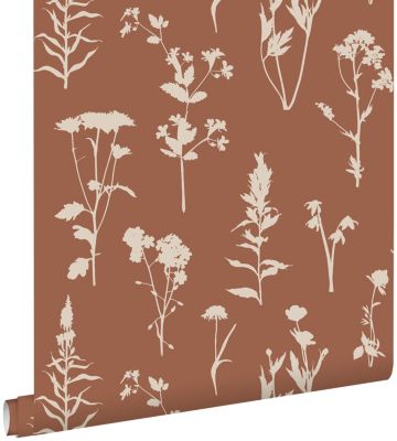 ESTAhome papier peint fleurs des champs terracotta 53 cm x 10.05 m