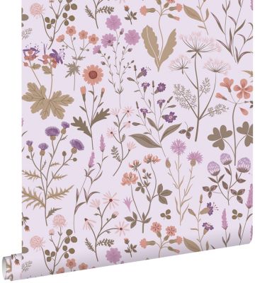 ESTAhome papier peint fleurs des champs violet 53 cm x 10.05 m