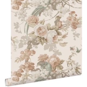 ESTAhome papier peint fleurs et oiseaux beige - 50 x 900 cm - 139807