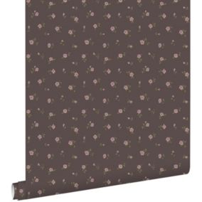 ESTAhome papier peint fleurs intage marron et rose - 50 x 900 cm - 139835