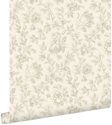 ESTAhome papier peint fleurs élégantes marron 53 cm x 10.05 m