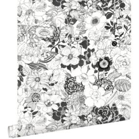 ESTAhome papier peint fleurs noir et blanc - 53 cm x 10,05 m - 138503