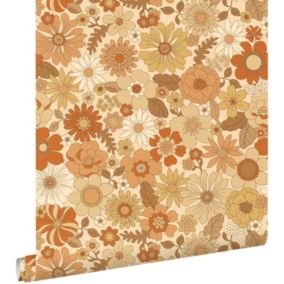 ESTAhome papier peint fleurs rétro orange - 50 x 900 cm - 130963