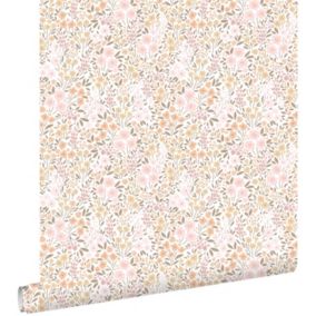 ESTAhome papier peint fleurs rose clair et beige - 53 cm x 10,05 m - 139533