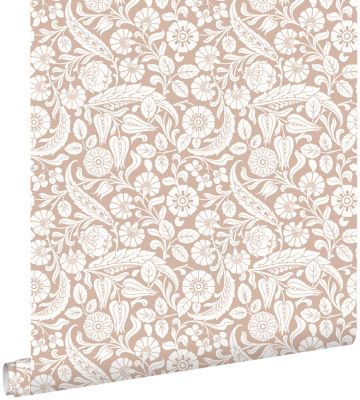 ESTAhome papier peint fleurs rose terracotta - 0,53 x 10,05 m - 139330