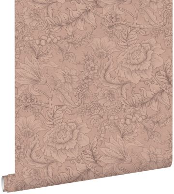 ESTAhome papier peint fleurs rose terracotta - 50 x 900 cm - 139794