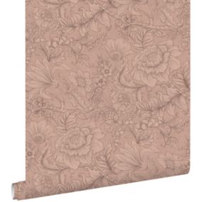 ESTAhome papier peint fleurs rose terracotta - 50 x 900 cm - 139794