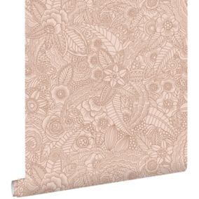 ESTAhome papier peint fleurs rose terracotta - 53 cm x 10,05 m - 139548