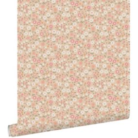 ESTAhome papier peint fleurs rose, vert et blanc - 50 x 900 cm - 139469